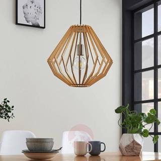 👉 Hang lamp a++ licht hout houten Hanglamp Sigge met lamellenkap