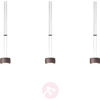 👉 Hang lamp aluminium a+ warmwit gesatineerd bruin OLIGO Grace LED hanglamp 3 lampjes