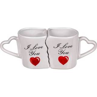 👉 Beker wit keramiek volwassenen I Love You bekers 2 stuks in giftbox