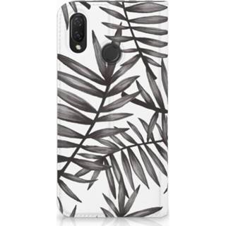 👉 Standcase grijs Huawei P Smart Plus Uniek Hoesje Leaves Grey 8720091124066