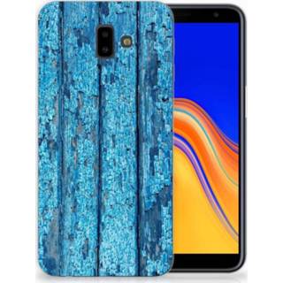 👉 Blauw Samsung Galaxy J6 Plus (2018) Uniek TPU Hoesje Wood Blue 8720091203907