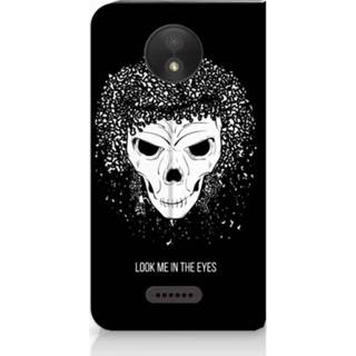 Standcase Motorola Moto C Plus Uniek Hoesje Skull Hair 8720091221130