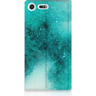 👉 Standcase blauw Sony Xperia XZ Premium Uniek Hoesje Painting Blue 8720091244788