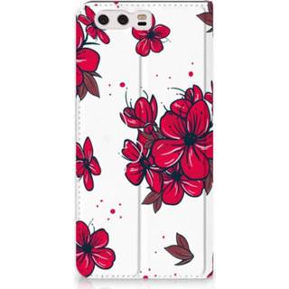 👉 Standcase rood Huawei P10 Plus Hoesje Design Blossom Red 8720091315730