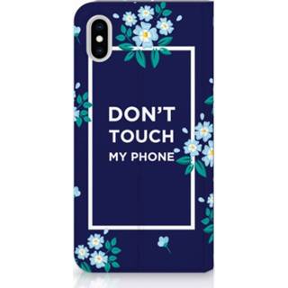 👉 Standcase blauw XS Apple iPhone Max Hoesje Flowers Blue DTMP 8720091351547