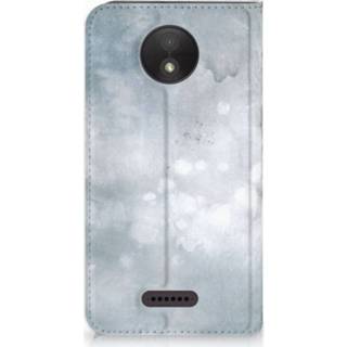 👉 Standcase grijs Motorola Moto C Plus Uniek Hoesje Painting Grey 8720091431133