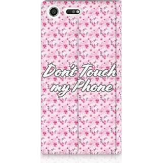 👉 Standcase roze Sony Xperia XZ Premium Uniek Hoesje Flowers Pink DTMP 8720091450486