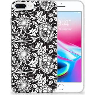 👉 Zwart Apple iPhone 7 Plus | 8 Uniek TPU Hoesje Black Flowers 8720091455108