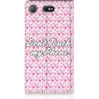 👉 Standcase roze Sony Xperia XZ1 Compact Uniek Hoesje Flowers Pink DTMP 8720091478084