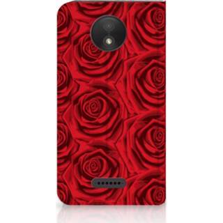 👉 Standcase rood Motorola Moto C Plus Uniek Hoesje Red Roses 8720091521209