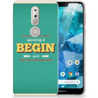 👉 Nokia 7.1 Uniek TPU Hoesje Quote Begin 8720091531017