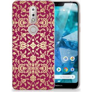 👉 Roze Nokia 7.1 TPU Hoesje Design Barok Pink 8720091600119