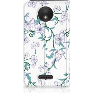 👉 Standcase wit Motorola Moto C Plus Uniek Hoesje Blossom White 8720091730489