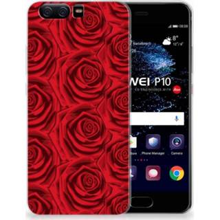 Rood Huawei P10 Uniek TPU Hoesje Red Roses 8720091890312