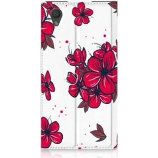 Standcase rood Sony Xperia L1 Hoesje Design Blossom Red 8720091942837