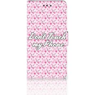 👉 Roze HTC U Play Uniek Boekhoesje Flowers Pink DTMP 8720091000032