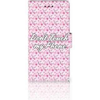 👉 Roze Huawei Ascend P8 Lite Uniek Boekhoesje Flowers Pink DTMP 8720091037281
