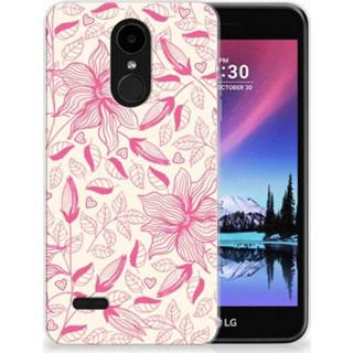 👉 Roze LG K4 (2017) Uniek TPU Hoesje Pink Flowers 8720091040069