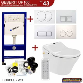 👉 Toiletset UP100 52 Wiesbaden Luxe Douchewc Stroomloos Metro Met Drukplaat 8719304389040