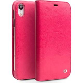 👉 Portemonnee roze Qialino Classic iPhone XR Wallet Leren Hoesje - Hot Pink 5712579751256