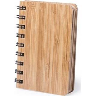 Notitieboek bamboe Notitieboekje/schriftje met kaft 9 x 12 cm