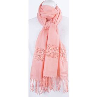 👉 Sjaal roze vrouwen oranje Zalm met opengewerkt gedeelte
