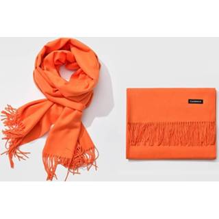 👉 Herfst- en winterseizoen klassieke effen kleur imitatie kasjmier sjaal, maat: 60 * 200 cm (oranje)