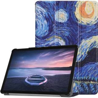 👉 Kunstleer stand flip hoes blauw 3-Vouw sleepcover - Samsung Galaxy Tab S4 10.5 inch van gogh schilderij 669014994370