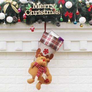 👉 Ornament Christmas decoratie Elk rooster doek Stocking Gift Bag hanger 6471542475146