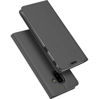 👉 Portemonnee grijs kunstleer bookwallet flip hoes Dux Ducis pro serie - slim wallet Samsung Galaxy J6 plus 2018 669014993823