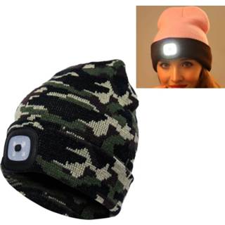 👉 Groen Unisex warme Winter polyacrylonitryl brei Hat volwassen hoofd Cap met 4 LED-verlichting (leger-groen) 6925748110382