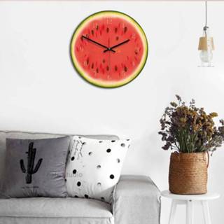 👉 Wandklok acryl Fruit watermeloen patroon Home Office slaapkamer decoratie dempen grootte: 28cm 6925748119927
