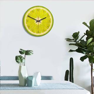 👉 Wandklok limoen acryl Fruit Lime patroon Home Office slaapkamer decoratie dempen grootte: 28cm 6925748119958