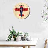 👉 Vliegtuig houten patroon Home Office slaapkamer decoratie dempen Wandklok grootte: 28cm 6925748120695