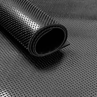 👉 Rubberloper rubber zwart loper / rubbermat op rol Kopspijker 3mm - Breedte 120 cm