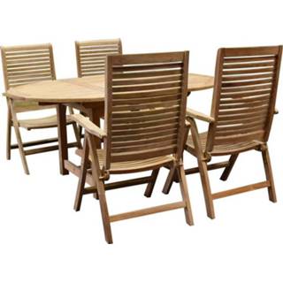 👉 Tuinset teakhout active Arona Ovaal uitschuifbare dining 160-210x90 cm blad 2,8 5-delig