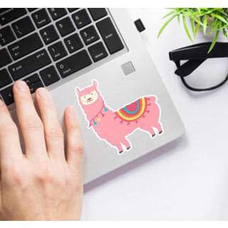👉 Laptop sticker roze nederlands llama