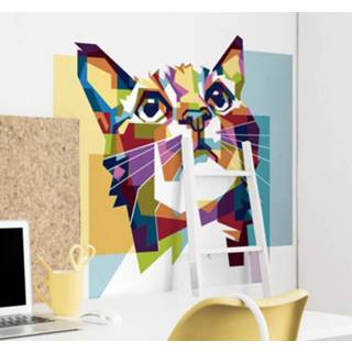 👉 Muursticker nederlands Muurstickers dieren gekleurde kat