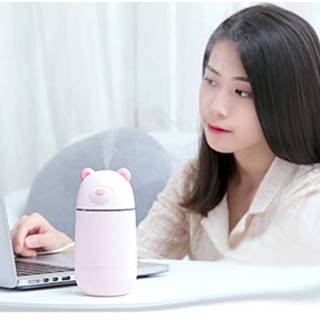 👉 Luchtbevochtiger roze Creatieve Mini Draagbare ijsbeer vorm dempen bureaublad Air met uitgebreide USB-poort capaciteit: 320ml DC 5V (roze) 6922875473946