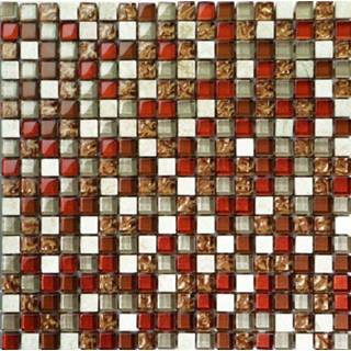 👉 Houten blok rood goud Sub 1731 tegelmat 30x30cm 1.5x1.5cm toronto, rood/goud 4260214946921
