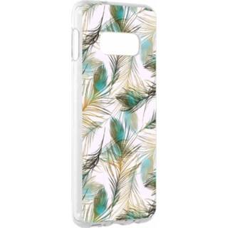 Goud siliconen vrouwen Pauw design Backcover voor Samsung Galaxy S10e - 8719295252378