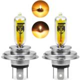 👉 Hoofdlamp geel 2pcs High / Low beam 60/55W H4 Halogen Bulb 2300k Golden Yellow 12V 55W Headlight Lamp Fog lights Car Light Source