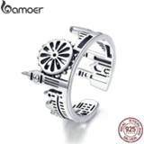 👉 Zilver vrouwen BAMOER High Quality 925 Sterling Silver London City Finger Ring British Building Rings for Women Cocktail Wedding Jewelry SCR474