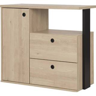 👉 Commode spaanplaat kastanje Duplex 80 cm hoog in naturel