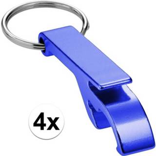 Flesopener blauw 4x sleutelhanger - Action products
