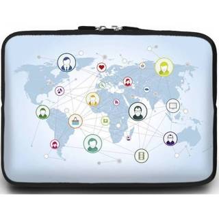 👉 Shirt active Universele Laptop Sleeve - 15.6 inch Social World Map 8719793019534