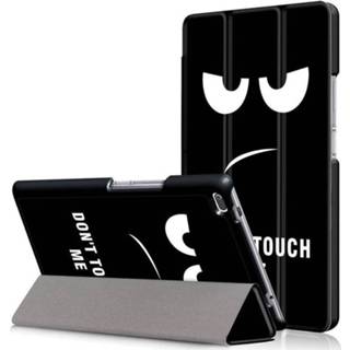 👉 Flip hoesje kunstleer stand hoes zwart 3-Vouw Don't Touch voor de Lenovo Tab 4 8 660042279361