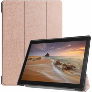 👉 Active Lenovo Tab E10 hoes (TB-X104f) - Tri-Fold Book Case Rose-Gold 8719793023654