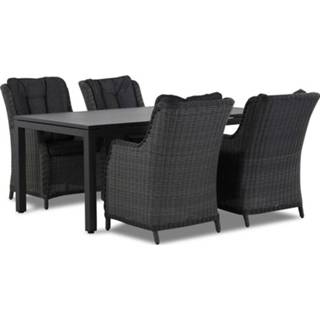 👉 Tuinset wicker off black dining loungesets zwart Garden Collections Buckingham/Concept 180 cm 5-delig