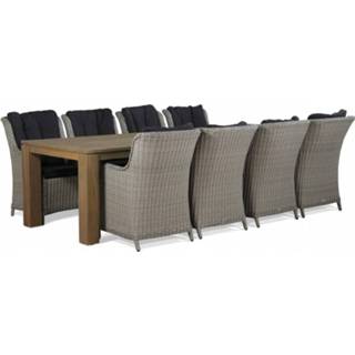 👉 Tafel wicker New Grey dining loungesets transparant Garden Collections Buckingham/Brighton 300 cm tuinset 9-delig